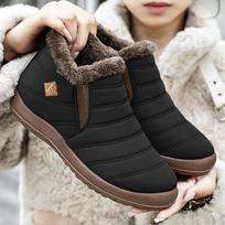 Women's High-Top Fleece-Lined Winter Boots, PU Waterproof Insulated Snow Boots 43
