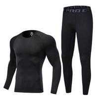 2PCS Set Quick-drying Fleece Fitness Suit Tight-fitting Tops Pants Set  Outdoor XL-Style A black