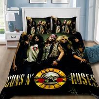 3D Print G-Guns N R-Roses Bedding Set Soft Comforter Cover With 1/2pcs Pillow Shams For Kids Adults Microfiber Quilt Cover 100x135cm 3pcs gray