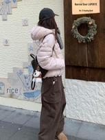 Women's Cream Puff Cotton Jacket: Short, Loose, Warm, Hooded, Korean Style, Petite Fit Outerwear Extra Large