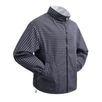 Japanese Retro Plaid Reversible Jacket - Autumn/Winter Style, Stand Collar, Loose Fit, Casual Workwear. L gray