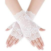 Lace Half-Finger Fingerless Gloves for Women - Short, Perfect for Dance, Driving, Sun & UV Protection, Scar Covering white