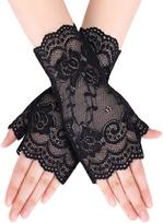 Lace Half-Finger Fingerless Gloves for Women - Short, Perfect for Dance, Driving, Sun & UV Protection, Scar Covering gray