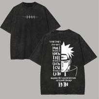Japan Anime Naruto Pain Manga Graphic Print T-shirt Men Women Retro Washed O-neck Cotton Tee Men Women Streetwear Harajuku Y2K Fashion Oversized Top XXXL white