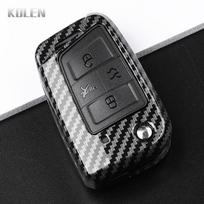 3 4 Buttons Carbon Fiber Car Key Case Cover For VW Volkswagen Golf 7 Tiguan MK2 For SEAT Ateca Leon FR 2 Ibiza For Skoda Octavia 4 BTN Carbon