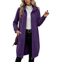 Women's Hooded Jacket - Long Length Thick Winter Coat for Cold L blue