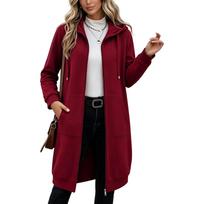 Women's Hooded Jacket - Long Length Thick Winter Coat for Cold XL brown