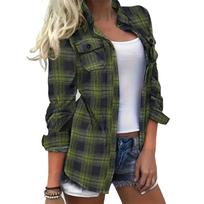 Women's Plaid Casual Jacket with Pockets and Lapel Collar for Everyday Wear and Outings XL black
