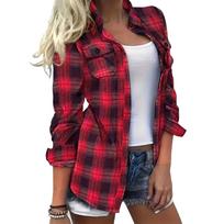Women's Plaid Casual Jacket with Pockets and Lapel Collar for Everyday Wear and Outings XXXXL black