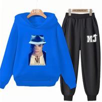 TZWYChild Hoodie Outdoors Set Autumn Black Michael Jackson Print Kids Black Boy Girl Pink Clothing Casual Coat Top+Trousers 100