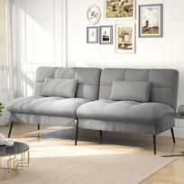 Comhoma Sofa Bed with Sleeping Function Futon Cover Convertible Corner Couch Guest Sofa 3 Seat with Adjustable Back Fabric