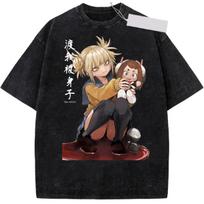 Washed Tee Anime My Hero Academia Ochaco Uraraka Print T Shirt Men Women Clothing Oversized Tshirt Retro Washed Tee Harajuku Cotton T-shirt1 M