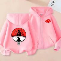 Naruto Kids Hoodie Anime Uzumaki Naruto Printed Sweatshirt for Boys Girls Children Zipper Hoodie Suitable for Autumn and Winter 160 pink