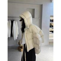Cotton jacket women's winter wear fashionable foreign style small short hooded cotton-padded clothes American bread clothes XL gray