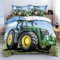 Farm Tractor duvet cover with Pillowcases,Rustic 3D Machinery Design, Super Soft Microfiber Full/Queen Size,Kids Room Decor Gift 100x135cm