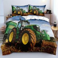 Farm Tractor duvet cover with Pillowcases,Rustic 3D Machinery Design, Super Soft Microfiber Full/Queen Size,Kids Room Decor Gift 100x135cm