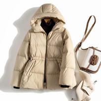 Puff goose down jacket women's winter new fashion foreign style medium thickened bread jacket waist Xl recommended 65kg-75kg