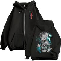Anime Hunter X Hunter Killua Zoldyck Merch Zipper Hoodie Men Women Cotton Casual Oversized Zip Up Jacket 90s Cosplay Streetwear XL