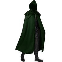 Retro Halloween Hooded Cloak Jackets Gothic Long Robes Durable Knight Pirate Prince Cloak  Cosplay L black
