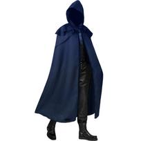 Retro Halloween Hooded Cloak Jackets Gothic Long Robes Durable Knight Pirate Prince Cloak  Cosplay L blue