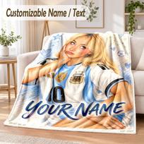 Sabrina Carpenter Custom Name Flannel Throw Blanket Soft Warm for Sofa Bed Indoor Home Use 80cmx120cm