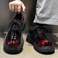 Big head shoes breathable thick sole heightening derby shoes men's casual low-top men's shoes brown-J 45 black