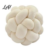 Comfortable Backrest for Bedside Knot Ball Throw Pillow Round Pillow Ball Soft Knotted Versatile Pillows Bedroom Decorative Cushion Sofa Couch, 8 cm smėlis