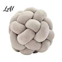 Comfortable Backrest for Bedside Knot Ball Throw Pillow Round Pillow Ball Soft Knotted Versatile Pillows Bedroom Decorative Cushion Sofa Couch, 8 cm šviesiai pilka spalva