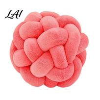 Comfortable Backrest for Bedside Knot Ball Throw Pillow Round Pillow Ball Soft Knotted Versatile Pillows Bedroom Decorative Cushion Sofa Couch, 12cm rožinė raudona spalva