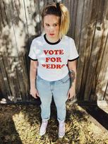 Napoleon Dynamite - Vote for Pedro - Retro Ringer Shirt - Guys/Ladies/Kids Sizes 3XL white