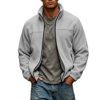 Men's Casual Stand Collar Zip-Up Jacket for Sports and Everyday Wear XXL
