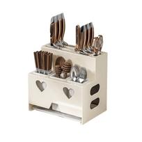 Carbon Steel Cutlery Holder Hangable Spoon Fork Organizer Durable Cutter Storage Rack  for Kitchen Beige Style C