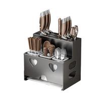 Carbon Steel Cutlery Holder Hangable Spoon Fork Organizer Durable Cutter Storage Rack  for Kitchen Grey Style C
