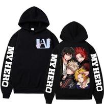 Anime My Hero Academia Sweatshirt Manga Cartoon Bakugou Katsuki /Kirishima Eijiro Kawaii Graphics Unisex Winter Oversize Hoodies XS black