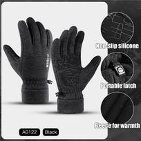 Unisex Warm Fleece Cycling Gloves Touchscreen Compatible Anti-Slip Bicycle Riding Mitts For Men And Women Mountain Hiking M black