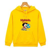 Mafalda Hoodie vaikams paaugliams Kawaii Grafiniai Anime Megztiniai Mergaičių Berniukų Drabužiai Vaikų Drabužiai Hoody Ilgomis Rankovėmis Viršutiniai Drabužiai 160 orange