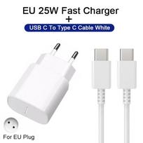 25W Greitas įkroviklis Samsung Galaxy S24 S23 S22 S20 S21 Plus S24 Ultra A55 5G įrenginiams USB Type C Greito įkrovimo įkroviklio kabelio priedai EU 25W White 2IN1
