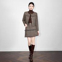Nanyou Premium Tweed Bouclé Wool Jacket & Skirt Set Large white