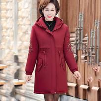 Autumn Winter Coat Down Cotton Jacket Middle-Aged Women Long Quilted Jackets Female Warm Hooded Fur Collar Parker Overcoat XXXXL brown