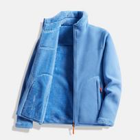 Outdoor Fleece Jacket Polar Fleece Double-sided Wear Thick Coral Fleece Jacket for Women 2XL gray