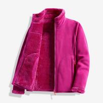 Outdoor Fleece Jacket Polar Fleece Double-sided Wear Thick Coral Fleece Jacket for Women 4XL pink