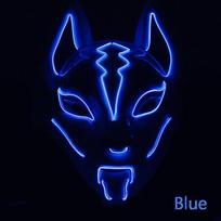 Unisex japoniška lapės kaukė su šviečiančia LED lempute baugioms Helovino šventėms Blue blue