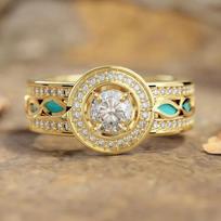 Ring woman, ethnic style retro literary ring, micro-inlaid zircon oil drop jewelry. no. 10 beige