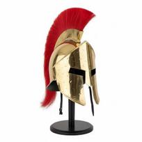 King Leonidas Golden Spartan Helmet, Red Plume Greek Warrior Armor, 300 Movie Cosplay Helm, Medieval Greek Collectible beige