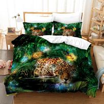 Leopard Duvet Cover King/Queen Size,Black Panther Pattern Print Bedding Set for Boys Teens Men,Cheetah Animal Theme Quilt Cover 70x133cm 3pcs black