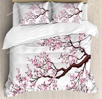 Japanese Mount Fuji Sakura Tree Flower Duvet Cover Bedding Set Home Textile Quilt Cover Pillowcases Bedding Set No Sheet 135x200cm