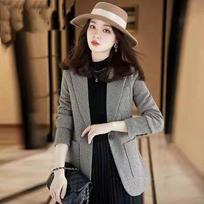 Aukščiausios kokybės vilnonis kostiuminis švarkas moterims Britiško stiliaus Liekninantis Korėjietiška versija Slim Fit Viršutinė dalis Retro Tendencija L brown