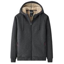 Dingmao Men's Coat with Thick Fleece Jacket, Men's Hooded Lamb Fleece Warm Men's Clothing L black