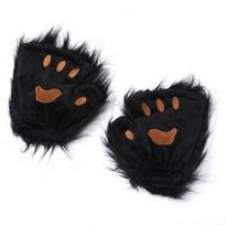 Plush Cat Paw Gloves Cute Bear Paw Furry Animal Paws Funny Cosplay Gloves  For Costume Accessories black