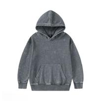 Vaikams Streetwear Madingi Šaunūs 350G Terry Medvilnės Vintage Užtrauktuku Gobtuvai Berniukams Mergaitėms Laisvalaikio Sportiniai Viršutiniai Drabužiai Vaikų Drabužiai 120cm gray
